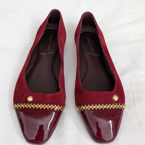 Sarah Flint Red and Gold Flats with Chevron Detail